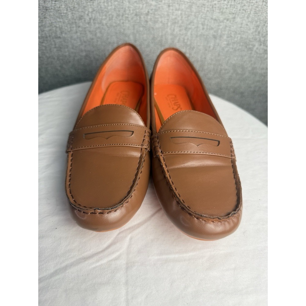 Chaps Cerra Loafers Driving Moccasins Slip On Shoes Tan Brown Orange Preppy 10 B - Picture 4 of 7